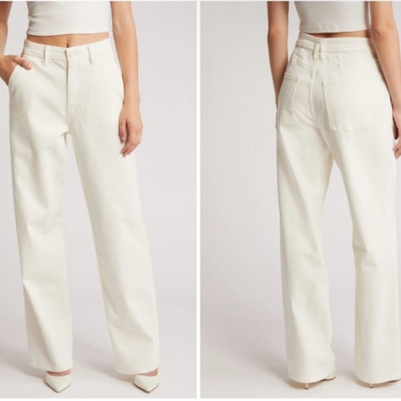 New! Good American Good 90s Relaxed Carpenter Jeans in Cloud White - 8/29 - Picture 2 of 7